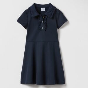 Zara Blue Ribbed Polo Collar A-Line Dress Casual